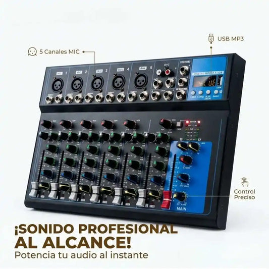 MIXER DIGITAL 7 CANALES + BLUETOOTH