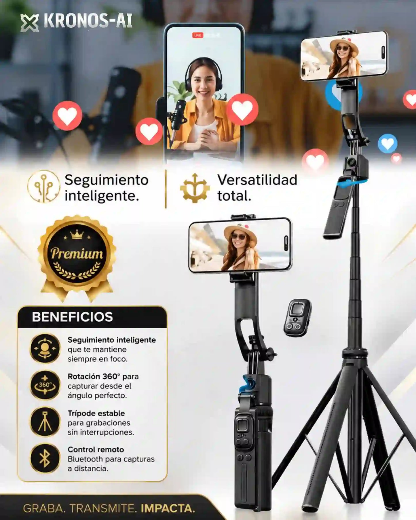 TRÍPODE 2 EN 1 (PRO) CON SEGUIMIENTO 360° + IA