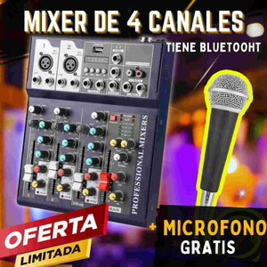 MEZCLADOR DE 4 CANALES + MICROFONO(GRATIS) F-S (Lima)